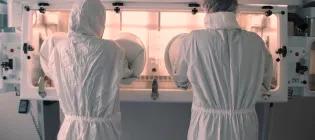 Staff working in the sterile fill unit